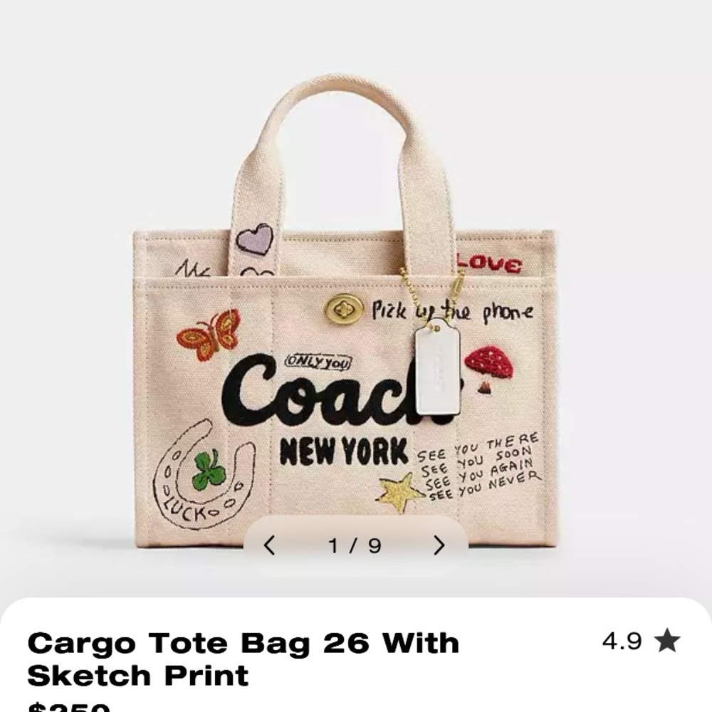 Coach sketch print cargo 26 tote